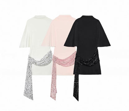 Minikleid mit Pailletten-Taillenband
