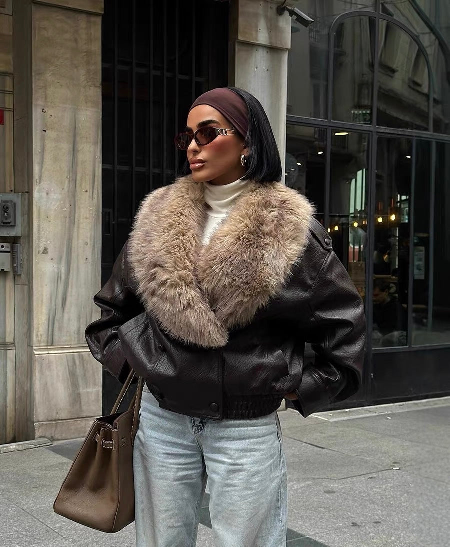 Pelz Leder Jacke