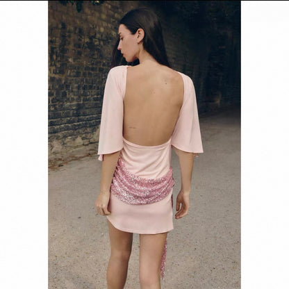 Minikleid mit Pailletten-Taillenband