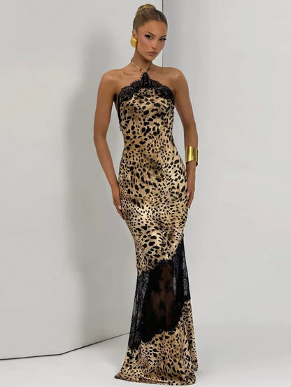 Leo-Neckholderkleid mit Spitze