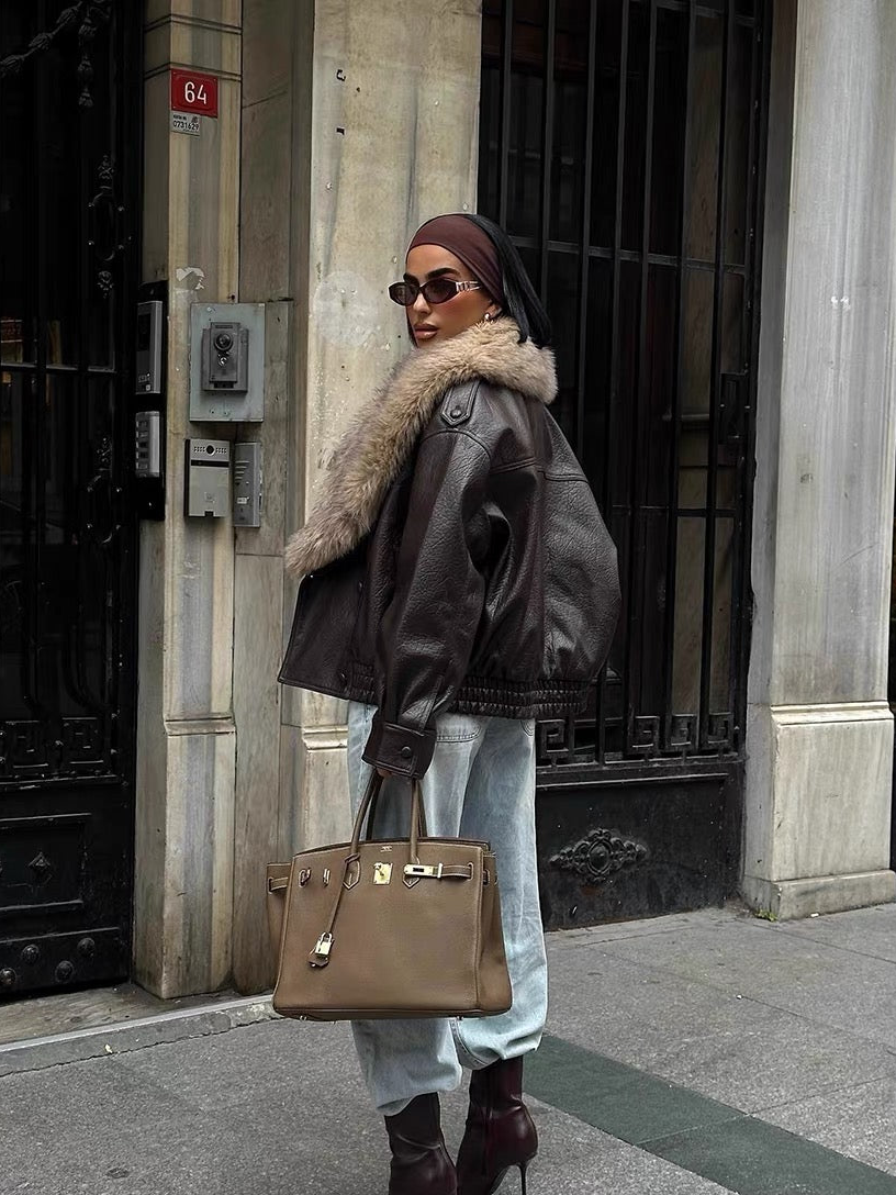 Pelz Leder Jacke