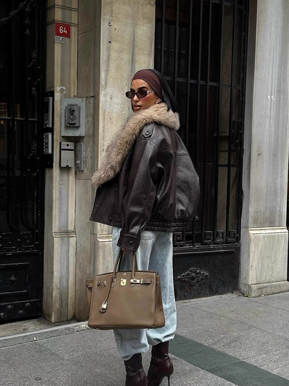 Pelz Leder Jacke