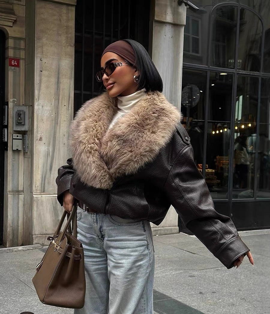Pelz Leder Jacke