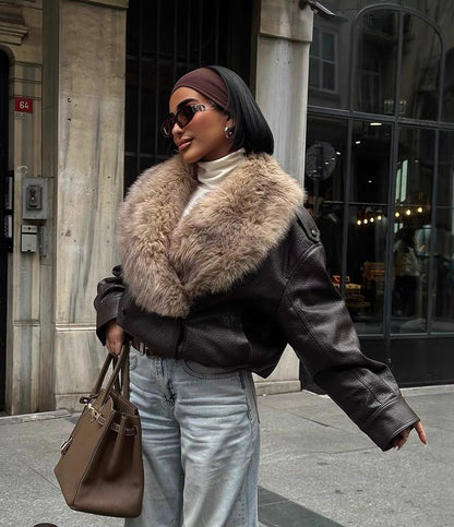 Pelz Leder Jacke