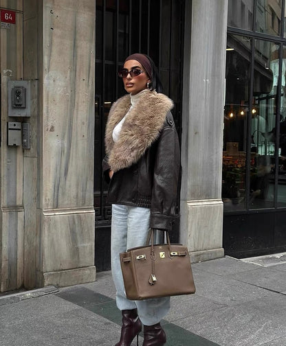 Pelz Leder Jacke