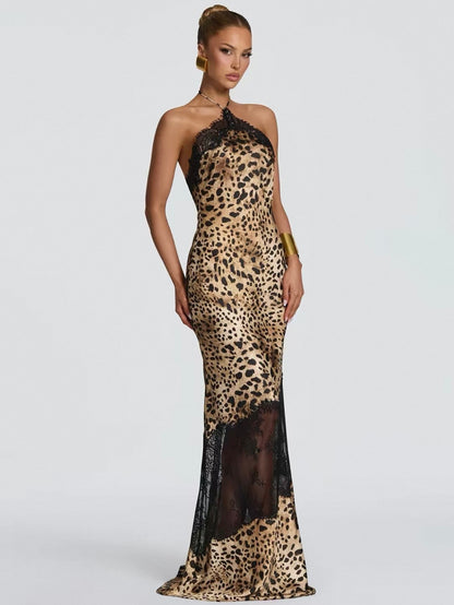 Leo-Neckholderkleid mit Spitze