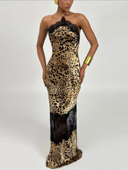 Leo-Neckholderkleid mit Spitze