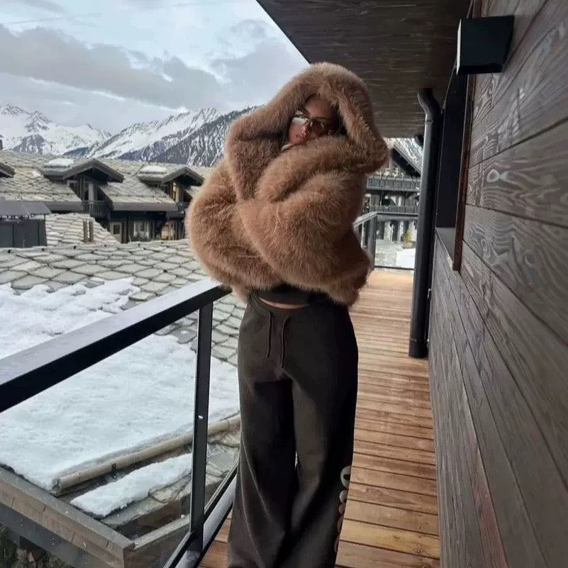 Pelz Jacke mit Mutze