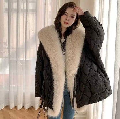 Gesteppte Jacke mit Fell