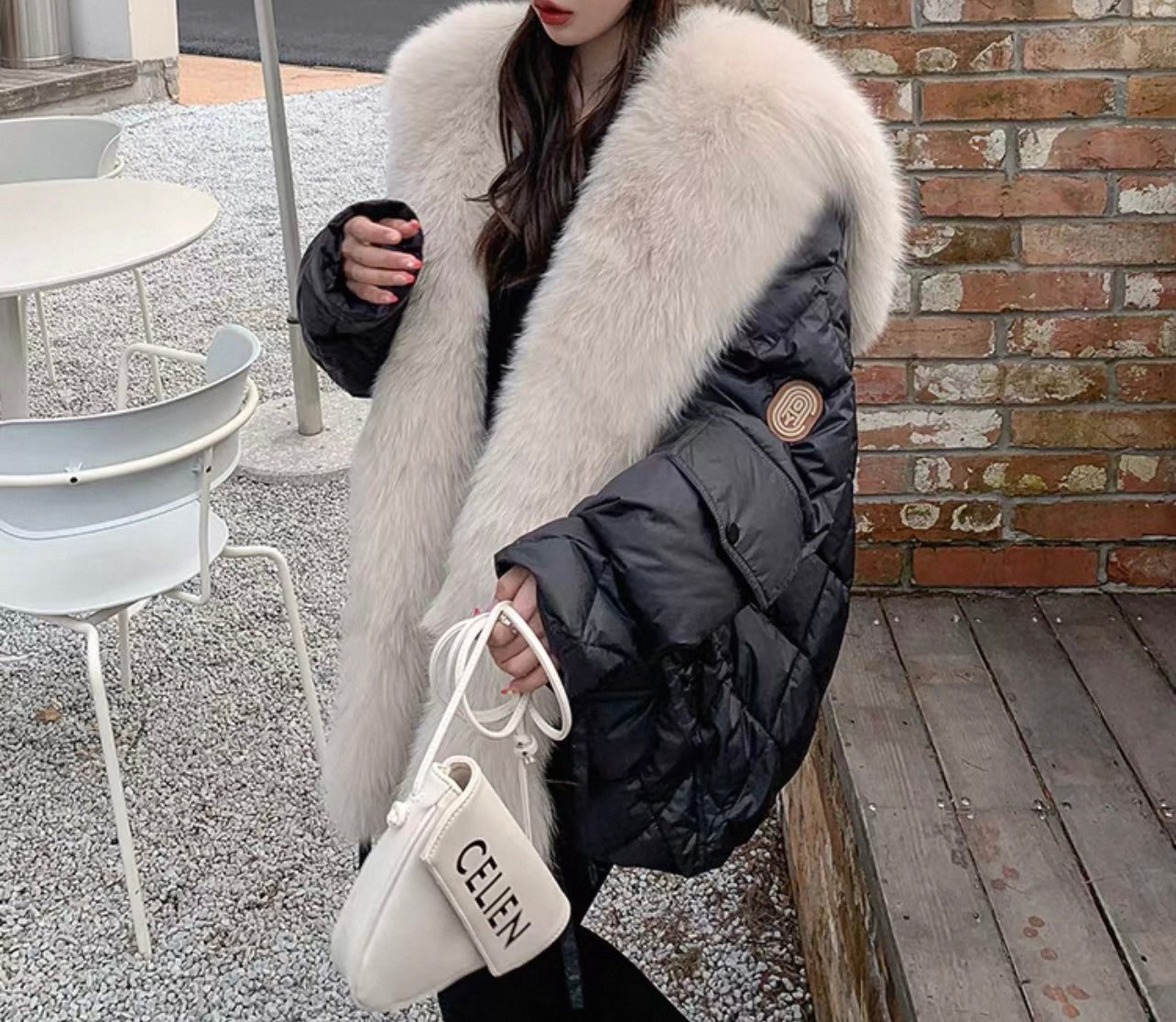 Gesteppte Jacke mit Fell