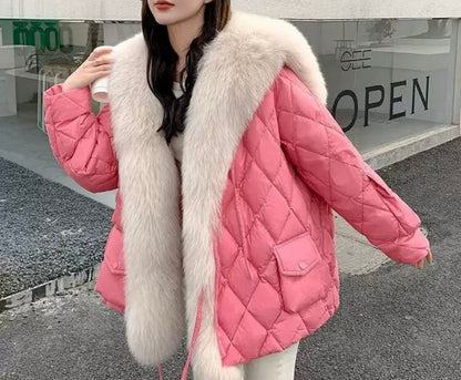Gesteppte Jacke mit Fell