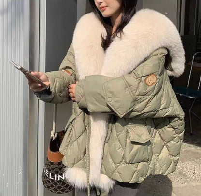 Gesteppte Jacke mit Fell