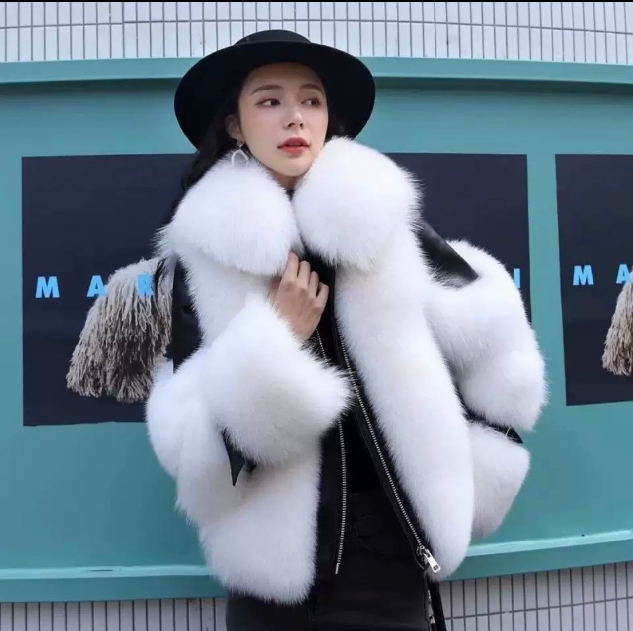 Lederjacke mit Pelz