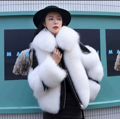 Lederjacke mit Pelz