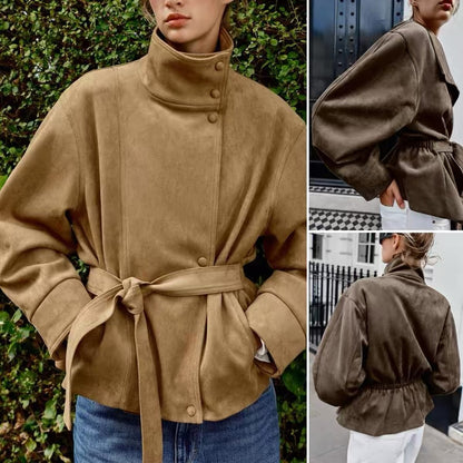 Suede-Jacke mit Gürtel