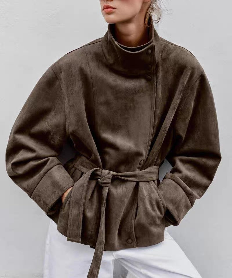 Suede-Jacke mit Gürtel
