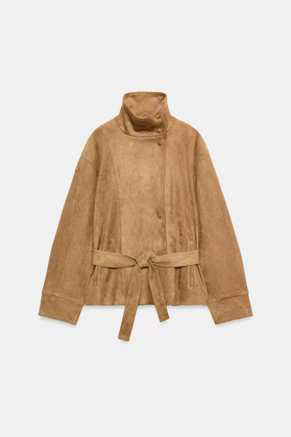 Suede-Jacke mit Gürtel