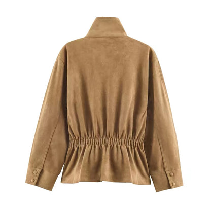 Suede-Jacke mit Gürtel